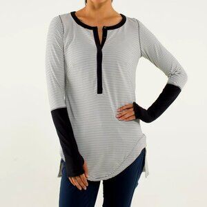 Lululemon Urbanite Henley Long Sleeve Hyper Stripe Angel Wing Black (sz 10 Long)